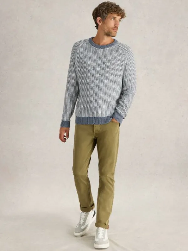 Textured Crew Neck Jumper in BLUE MULTI<White Stuff Hot
