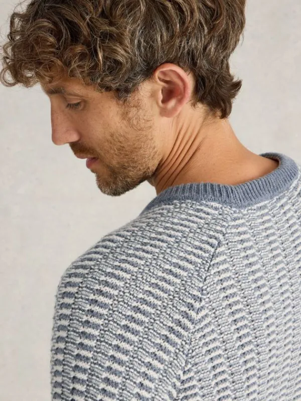 Textured Crew Neck Jumper in BLUE MULTI<White Stuff Hot