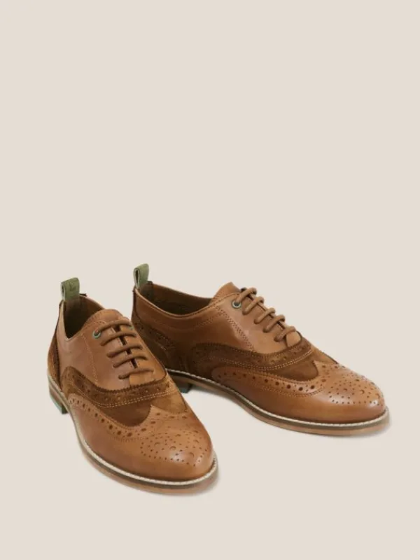 Thistle Leather Lace Up Brogue in DARK TAN<White Stuff Outlet