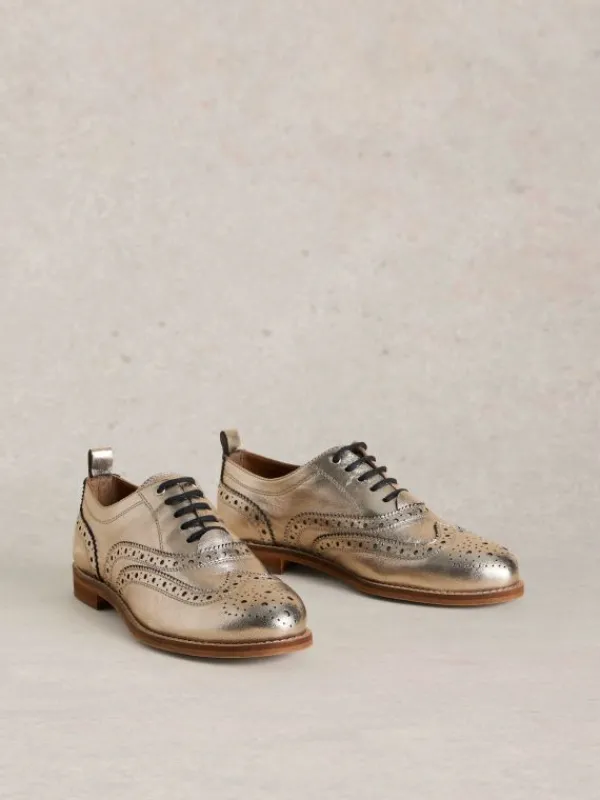 Thistle Leather Lace Up Brogue in COLOURED METALLIC<White Stuff Sale