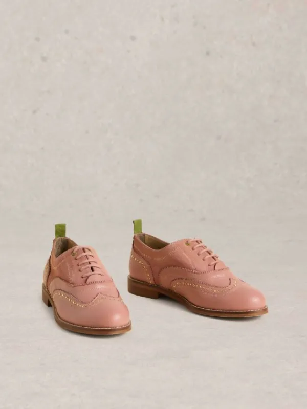 Thistle Studded Lace Up Brogue in MID PINK<White Stuff Fashion