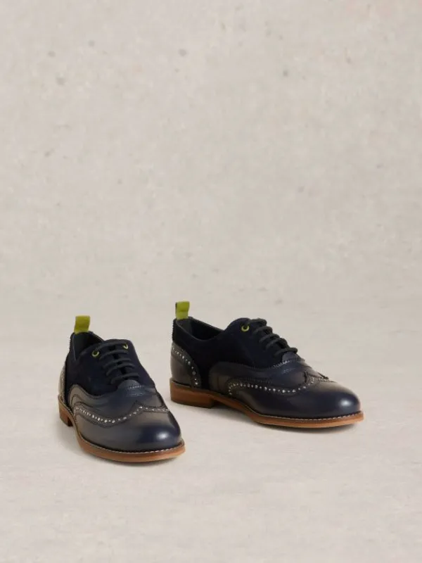Thistle Studded Lace Up Brogue in DARK NAVY<White Stuff Hot