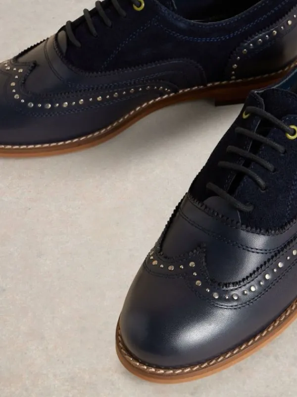 Thistle Studded Lace Up Brogue in DARK NAVY<White Stuff Hot