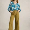 Tia Cropped Wide Leg Jean in KHAKI GREEN<White Stuff Fashion