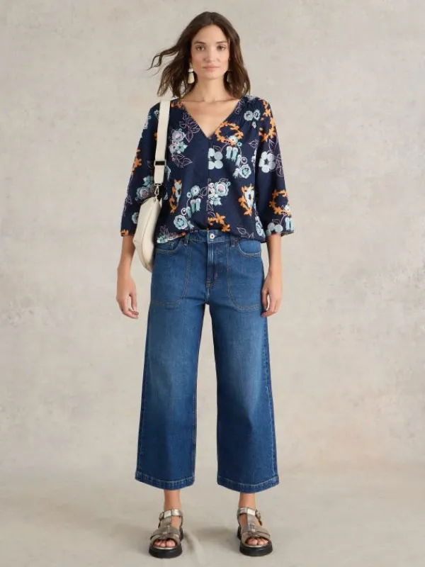 Tia Cropped Wide Leg Jean in DK DENIM<White Stuff Best