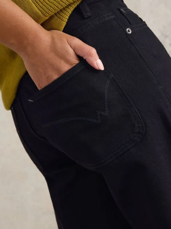 Tia Cropped Wide Leg Jean in PURE BLACK<White Stuff New
