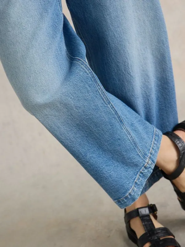 Tia Wide Leg Crop Jean in MID DENIM<White Stuff Online
