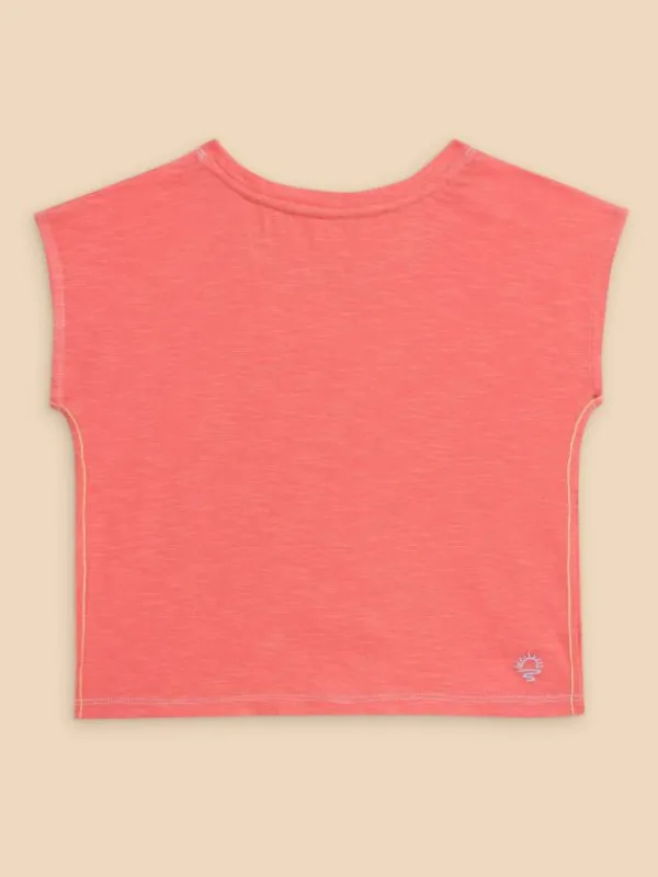 Tie Hem Tee in MID CORAL<White Stuff Hot