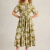 Tiff Linen Blend Shirt Dress in GREEN PRINT<White Stuff Clearance
