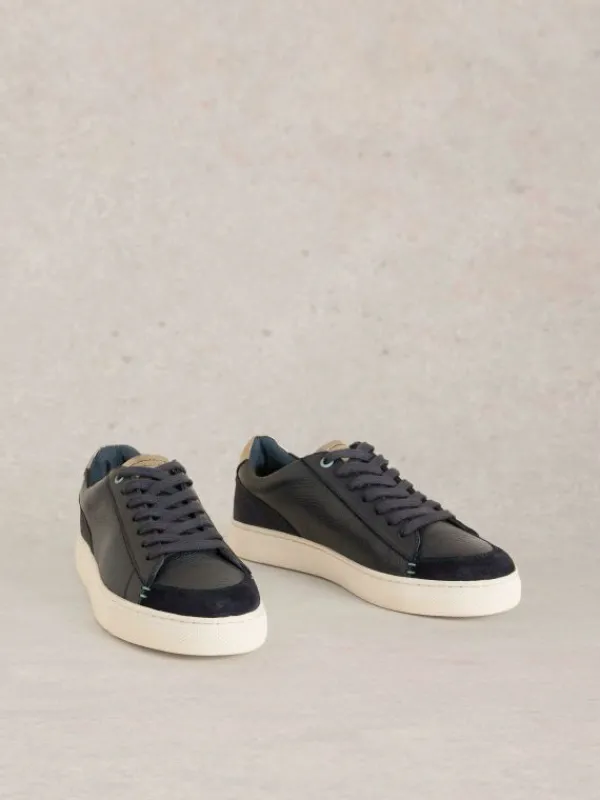 Toni Leather Flat Trainer in NAVY MULTI<White Stuff Clearance