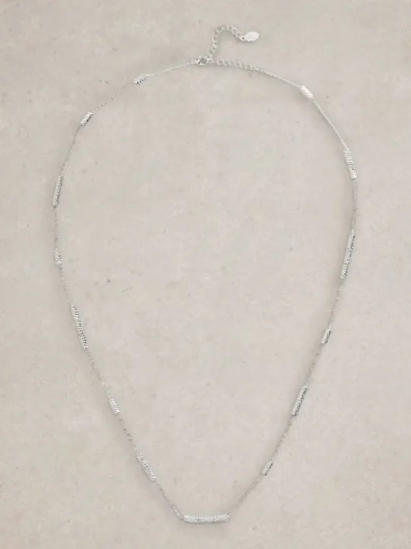 Tubular Fine Station Necklace in SILVER TONE METALLIC<White Stuff Online