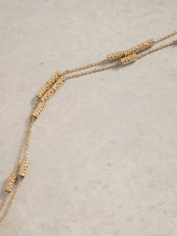 Tubular Fine Station Necklace in GOLD TONE METALLIC<White Stuff Outlet