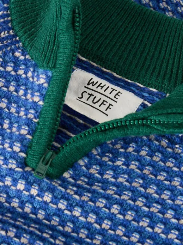 Tuck Stitch Funnel Jumper in BRIGHT BLUE<White Stuff Clearance