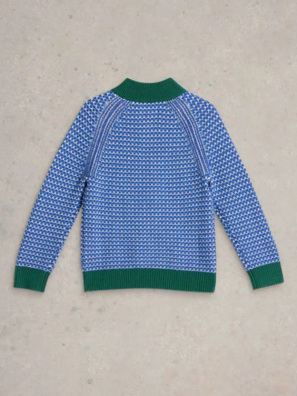 Tuck Stitch Funnel Jumper in BRIGHT BLUE<White Stuff Clearance