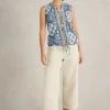 TULIP COLLARED SLEEVELESS SHIRT in BLUE PRINT<White Stuff Online