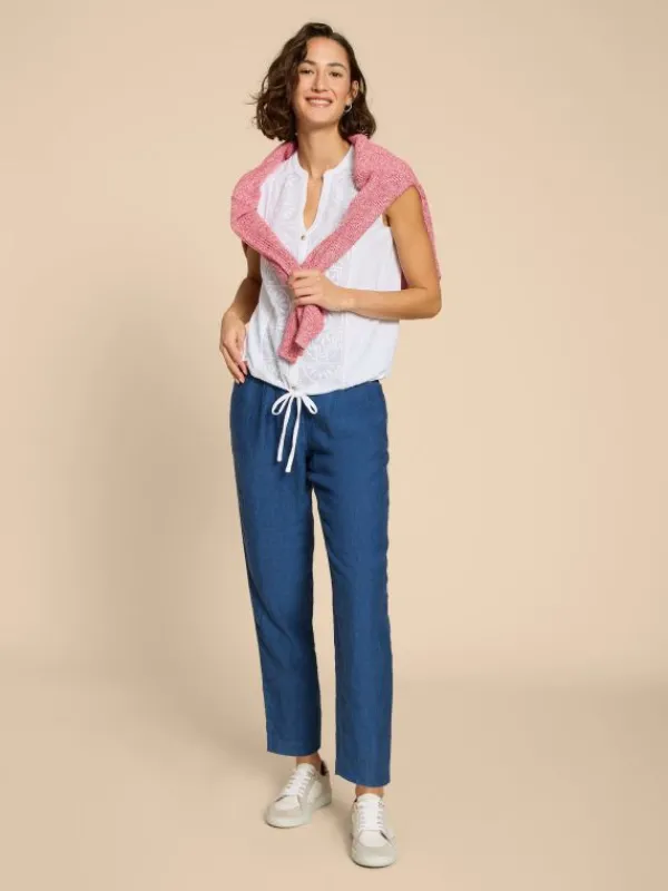 TULIP JERSEY SLEEVELESS SHIRT in PALE IVORY<White Stuff Best