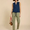 TULIP JERSEY SLEEVELESS SHIRT in FRENCH NAVY<White Stuff Online