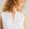 TULIP SLEEVELESS SHIRT in BRILLIANT WHITE<White Stuff Outlet