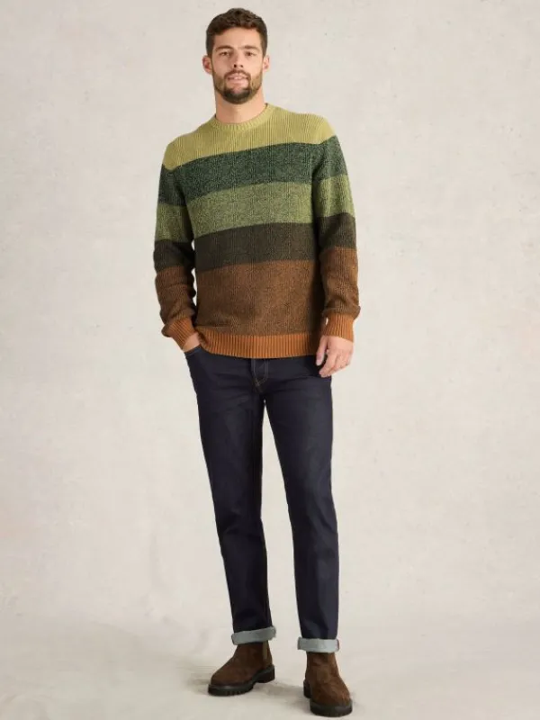 Twisted Colourblock Crew in GREEN MULTI<White Stuff Outlet