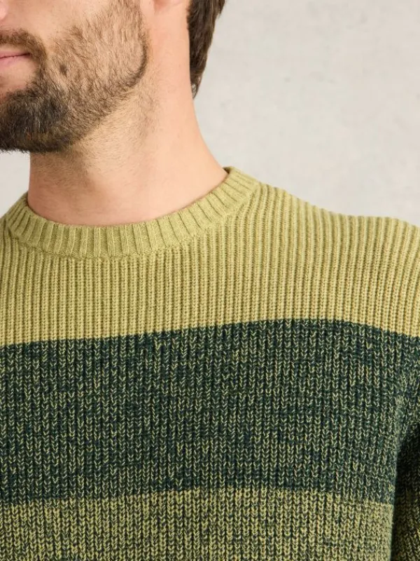 Twisted Colourblock Crew in GREEN MULTI<White Stuff Outlet
