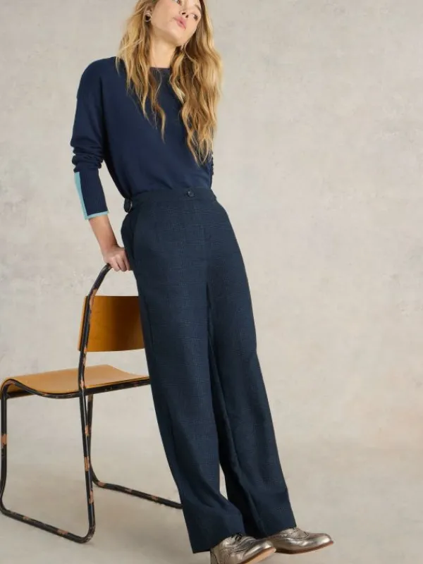 Una Tweedy Wide Leg Trouser in NAVY MULTI<White Stuff New