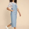 Viola Crop Linen Dungaree in CHAMBRAY BLUE<White Stuff Hot