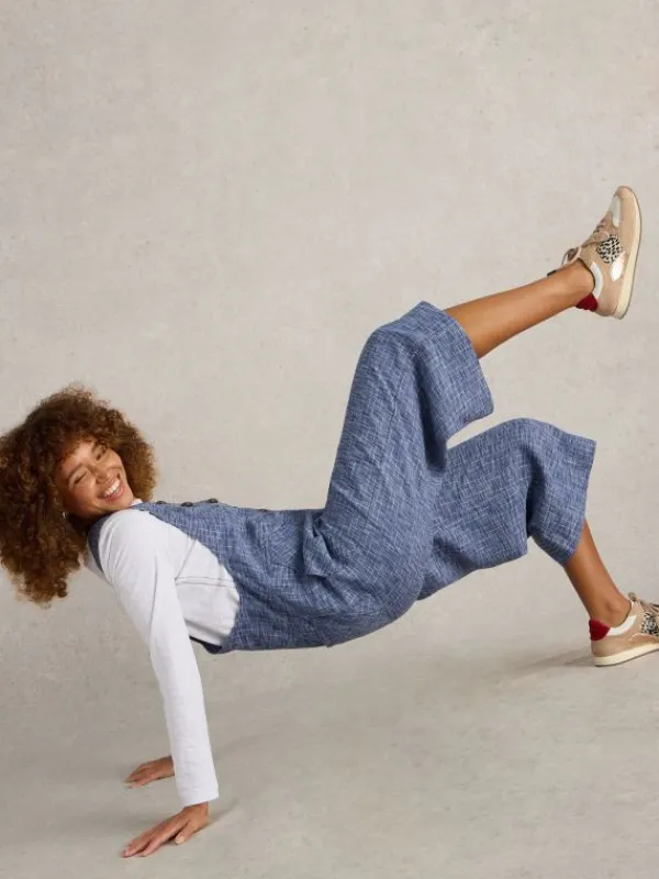 Viola Sleeveless Linen Dungaree in CHAMBRAY BLUE<White Stuff Fashion