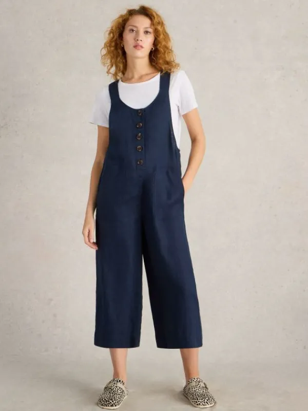 Viola Sleeveless Linen Dungaree in DARK NAVY<White Stuff Clearance