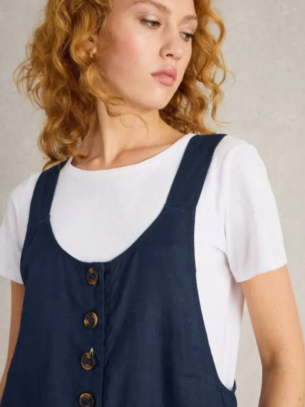 Viola Sleeveless Linen Dungaree in DARK NAVY<White Stuff Clearance
