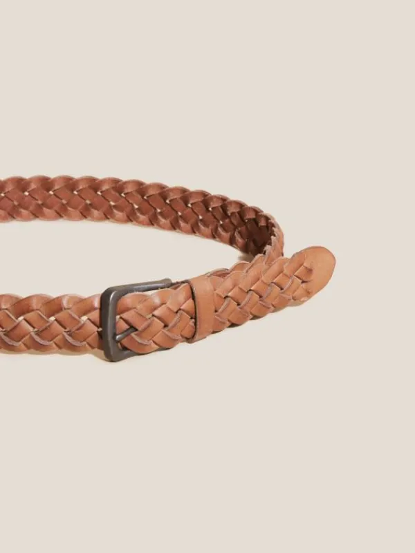Weave Leather Belt in MID TAN<White Stuff Hot