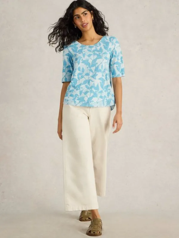 WEAVER JERSEY TEE in BLUE MULTI<White Stuff Sale