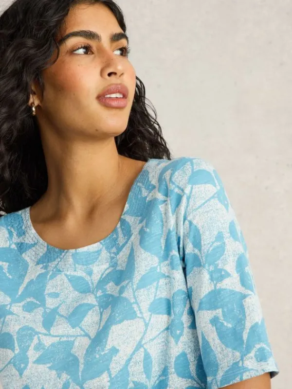 WEAVER JERSEY TEE in BLUE MULTI<White Stuff Sale