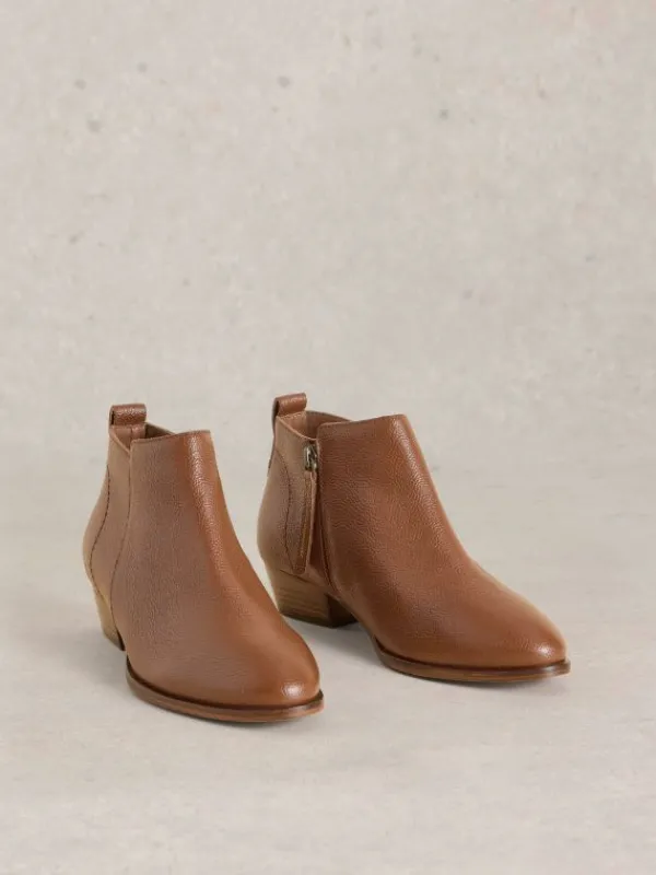 Wide Fit Leather Ankle Boot in MID TAN<White Stuff Discount