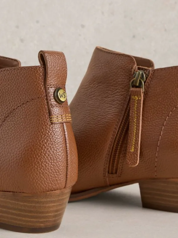 Wide Fit Leather Ankle Boot in MID TAN<White Stuff Discount