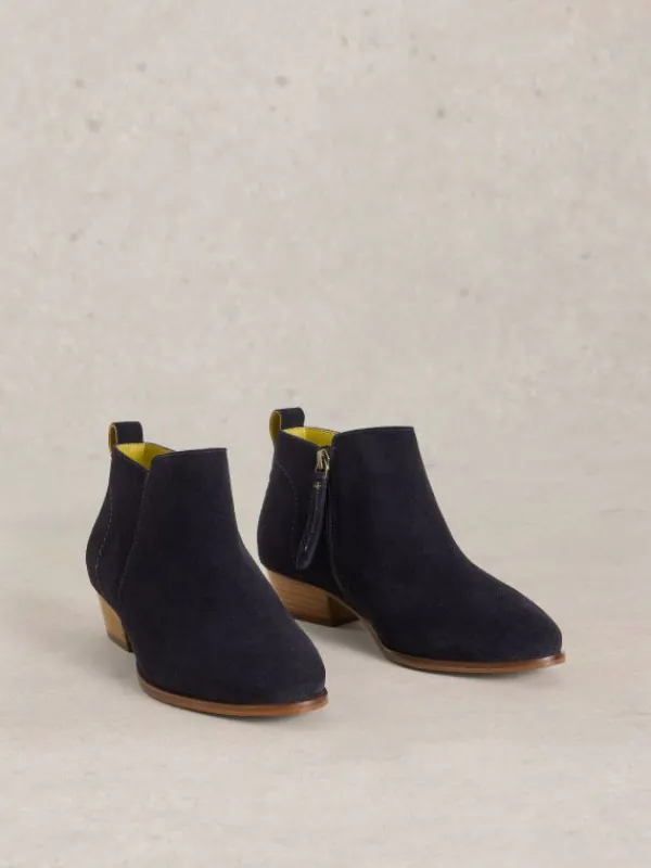 Wide Fit Suede Ankle Boot in DARK NAVY<White Stuff Fashion