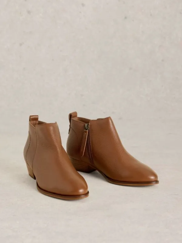 Willow Leather Ankle Boot in MID TAN<White Stuff Fashion