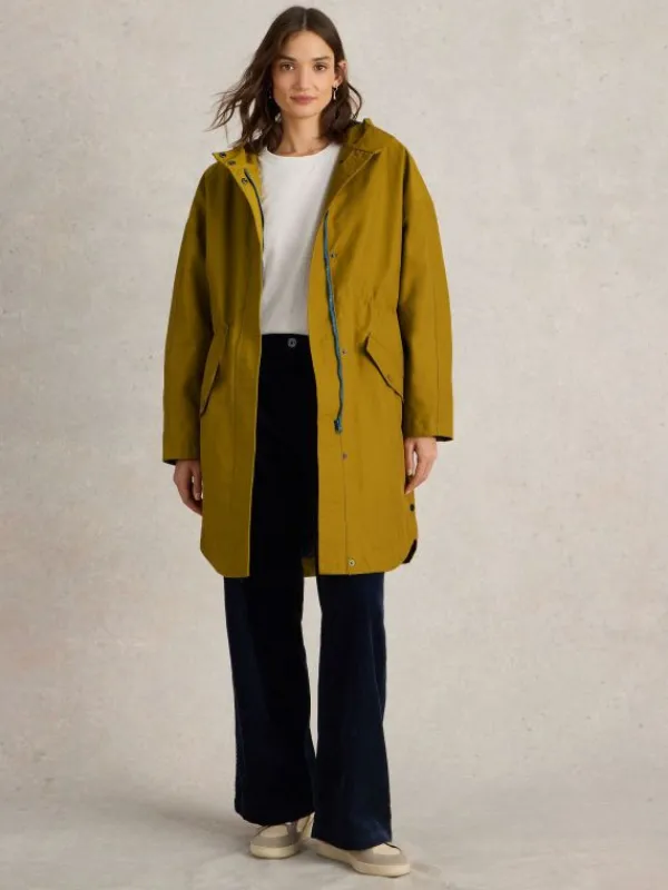 Winnie Waterproof Coat in DARK CHARTREUSE<White Stuff Outlet