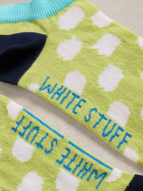 Wonky Spot Trainer Sock in BRIGHT GREEN<White Stuff Outlet