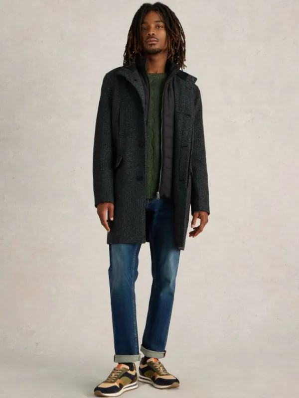 Wool Funnel Coat in DK GREY<White Stuff New