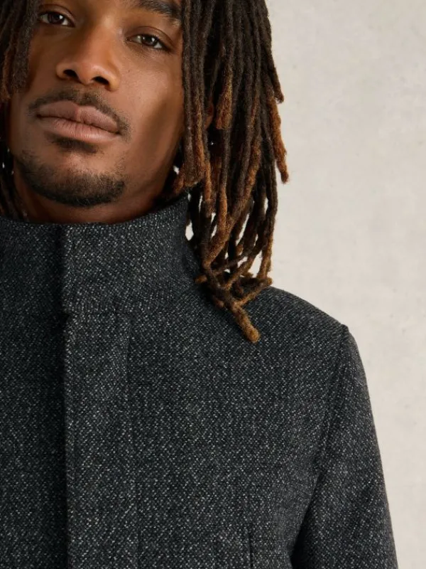 Wool Funnel Coat in DK GREY<White Stuff New