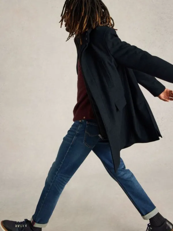 Wool Funnel Neck Coat in DARK NAVY<White Stuff Clearance