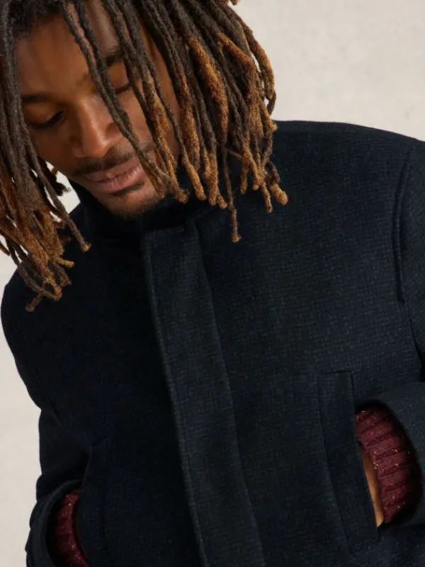Wool Funnel Neck Coat in DARK NAVY<White Stuff Clearance